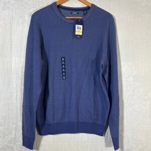 Izod Sweater Medium Blue NEW Tex Crew Neck Skipper Stretch